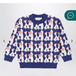 Bobo Choses Blue and White Dog Pattern Crewneck Sweater fairy dog 4-5